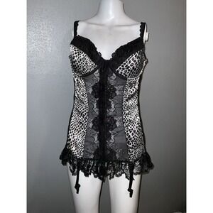 VtG Animal Print Lace Bustier Corset Cheetah Y2K Mob Wife Large